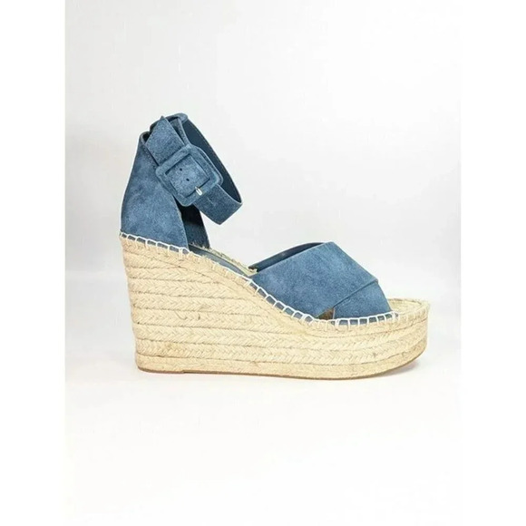 Marc Fisher Women's Able Square Toe Blue Wedge Platform Size 8 (MSRP $140) - Picture 6 of 10